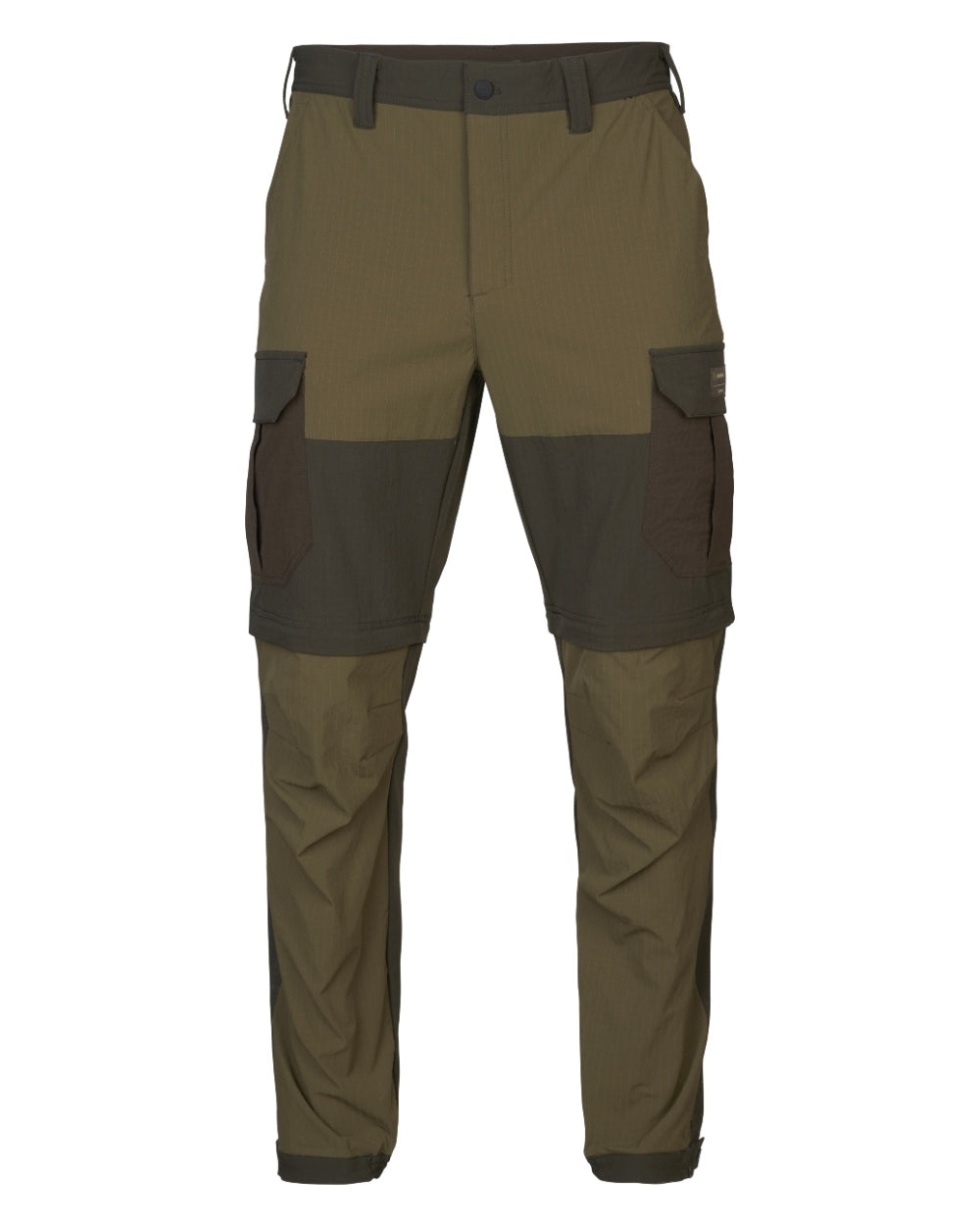 Dark Olive Willow Green Coloured Harkila Logmar Lightweight Zip Off Trousers on white background