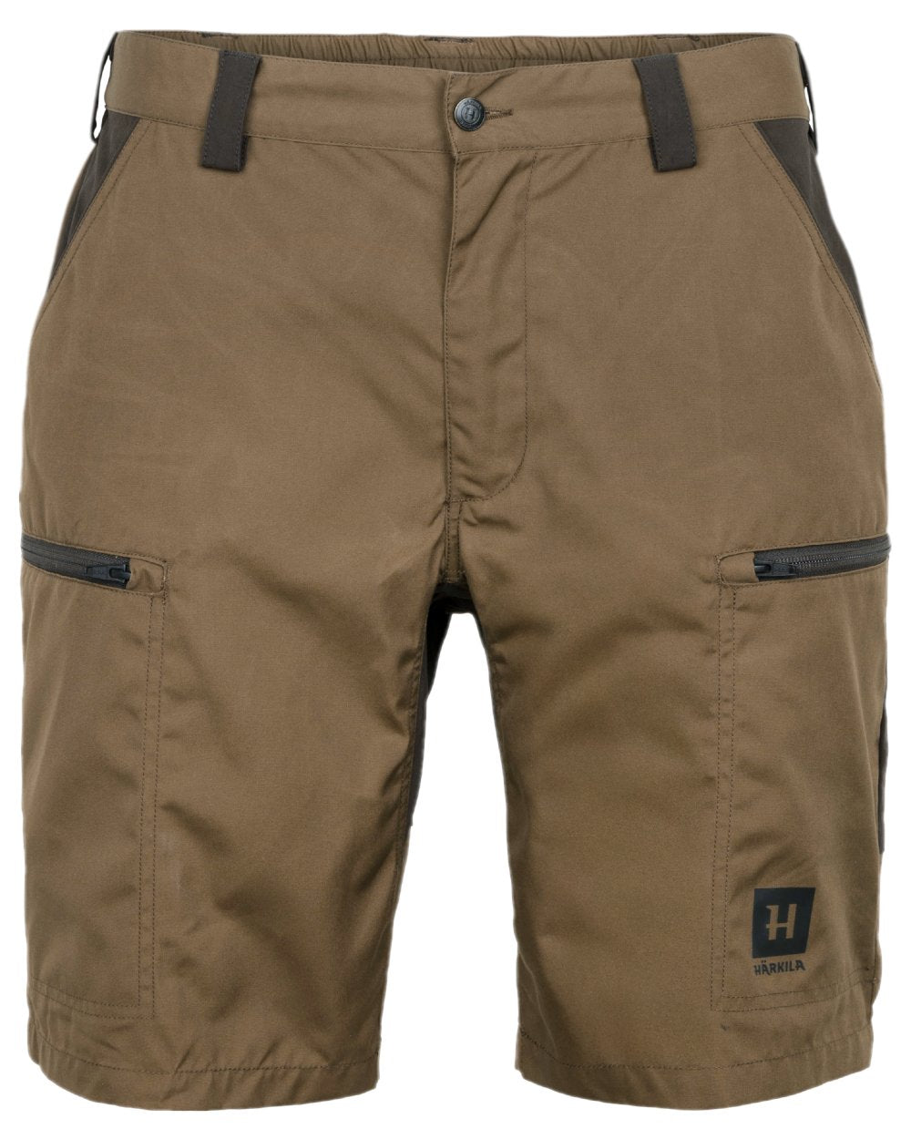 Dark Earth Shadow Brown Coloured Harkila Mens Fjell Shorts on white background