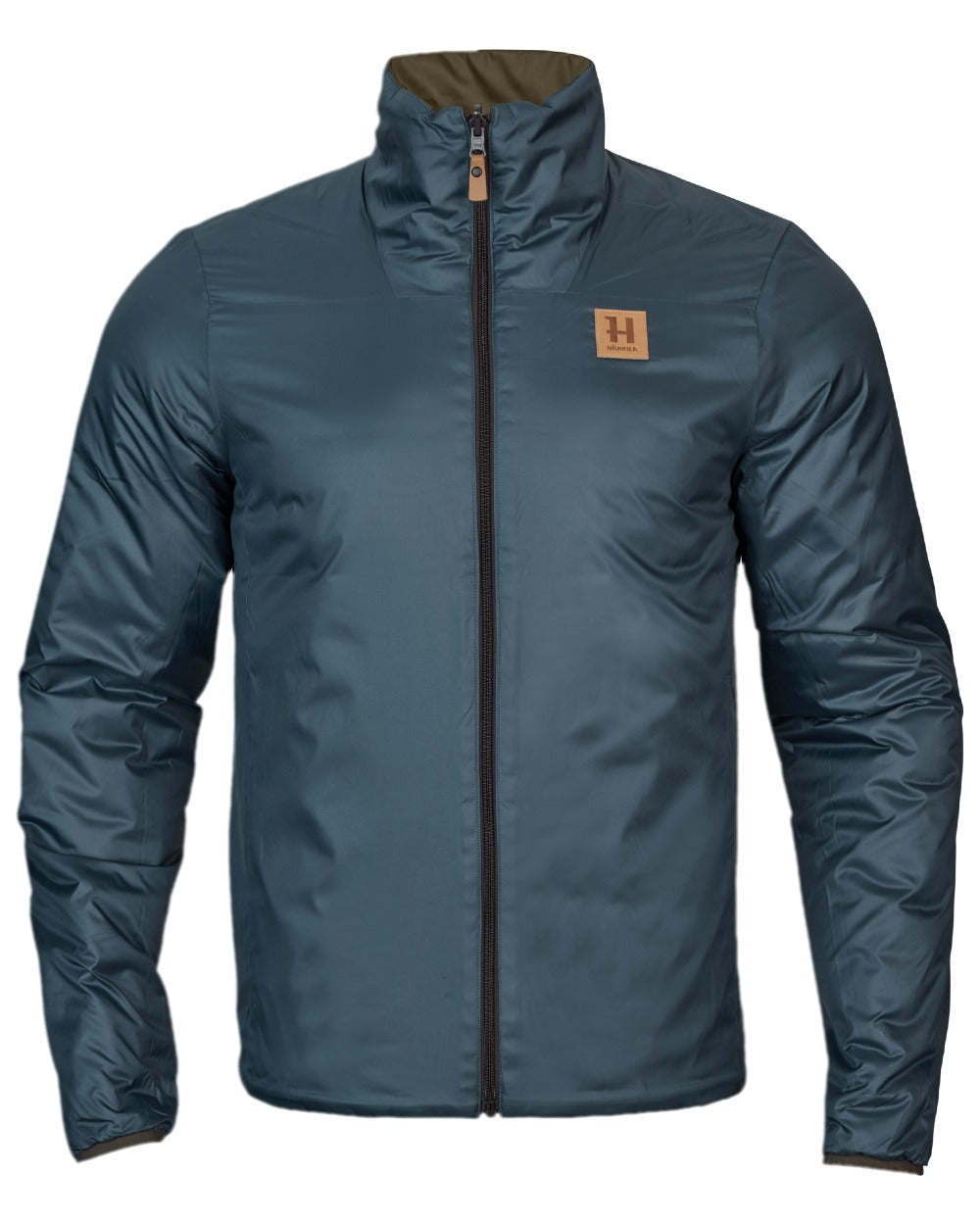 Willow Green Sea Blue Coloured Harkila Mens Kalix HSP Jacket on white background
