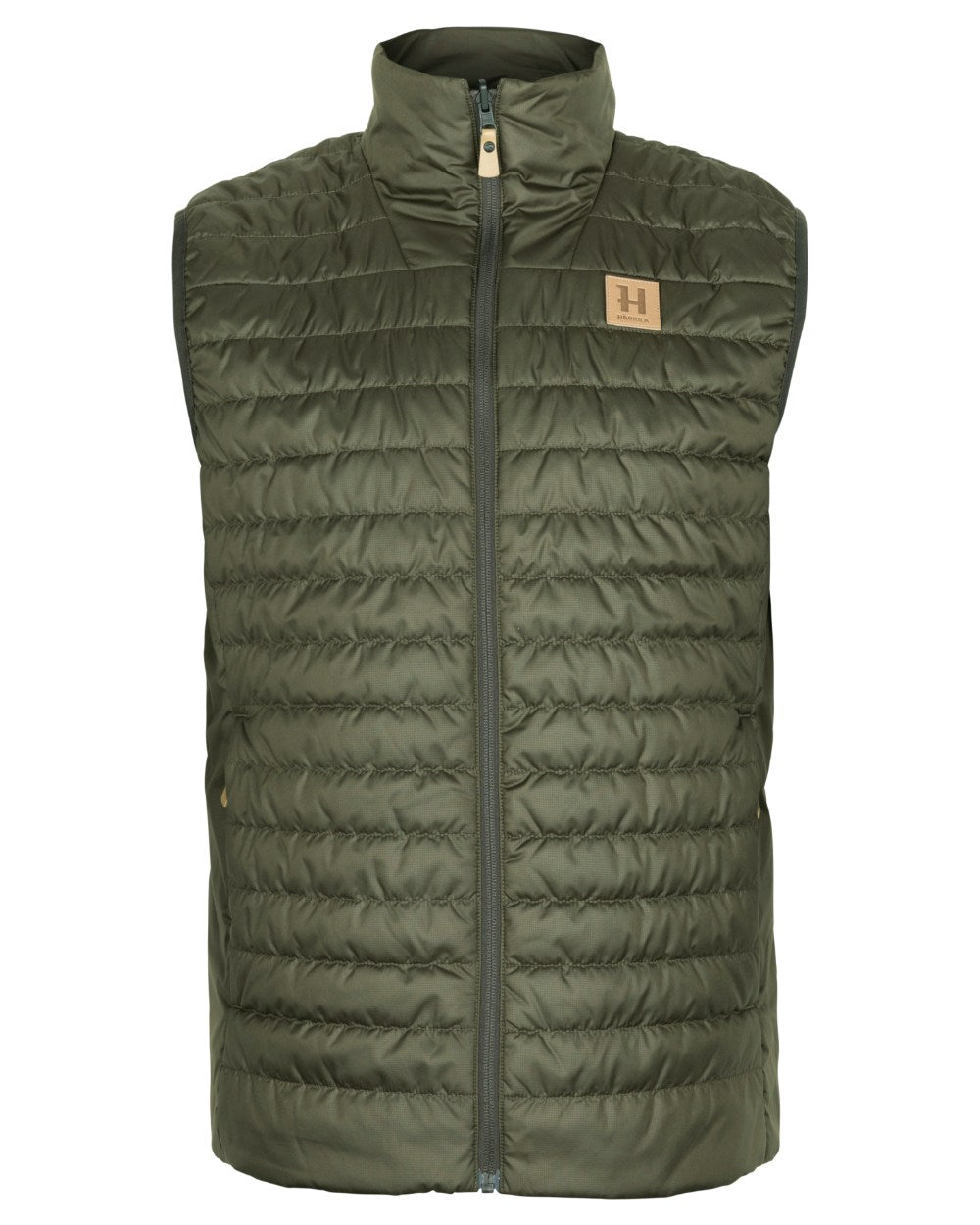 Willow Green Shadow Brown coloured Harkila Mens Kalix HSP Waistcoat on white background
