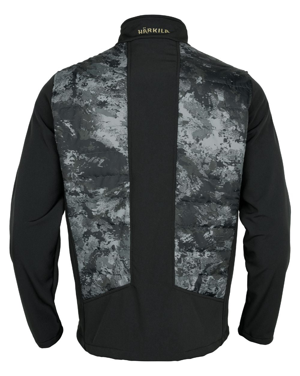 Axis MSP Black coloured Harkila Mens NOCTYX Camo Hybrid Jacket on white background