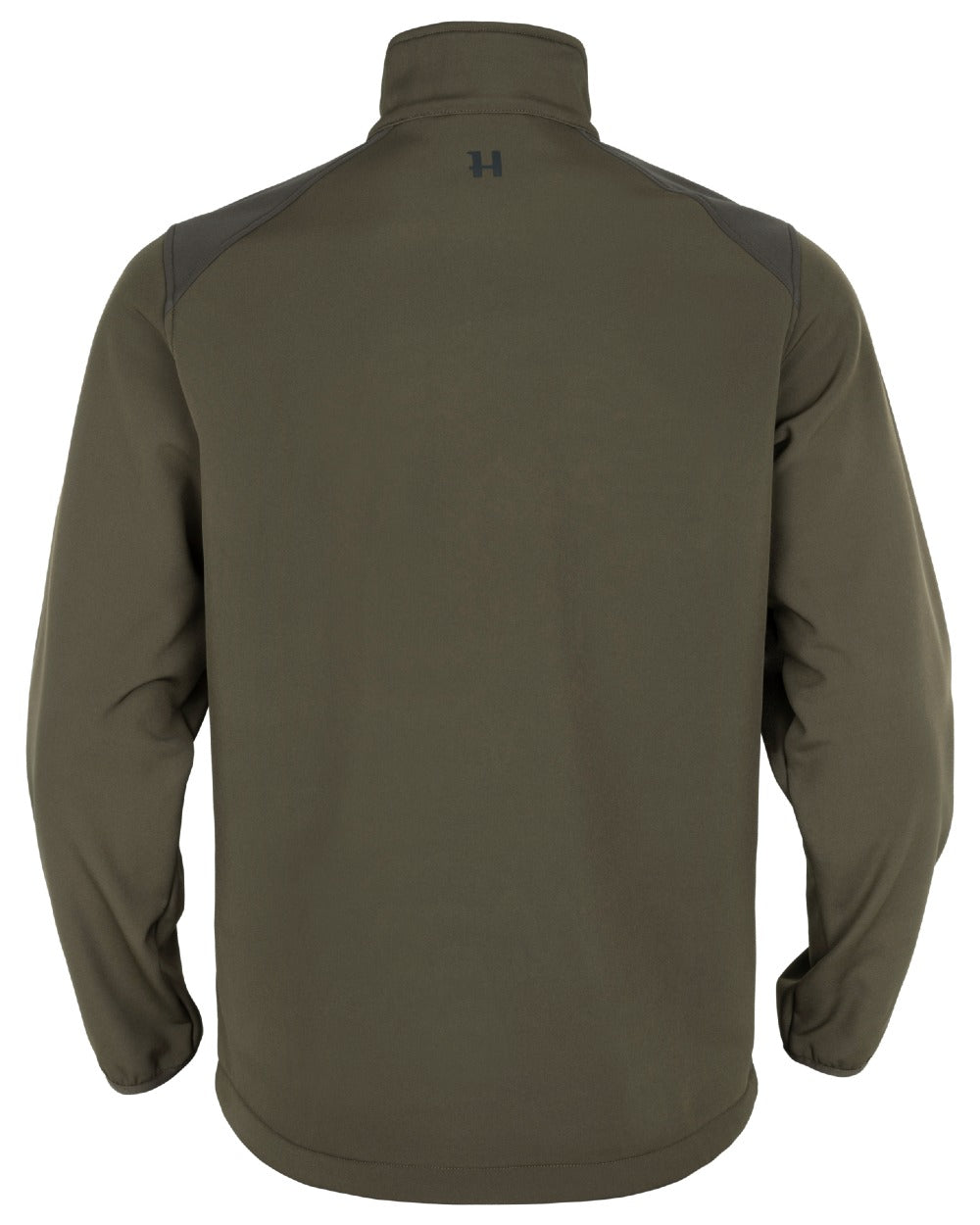 Willow Green Shadow Brown coloured Harkila Mens Scandinavian Softshell Jacket on white background