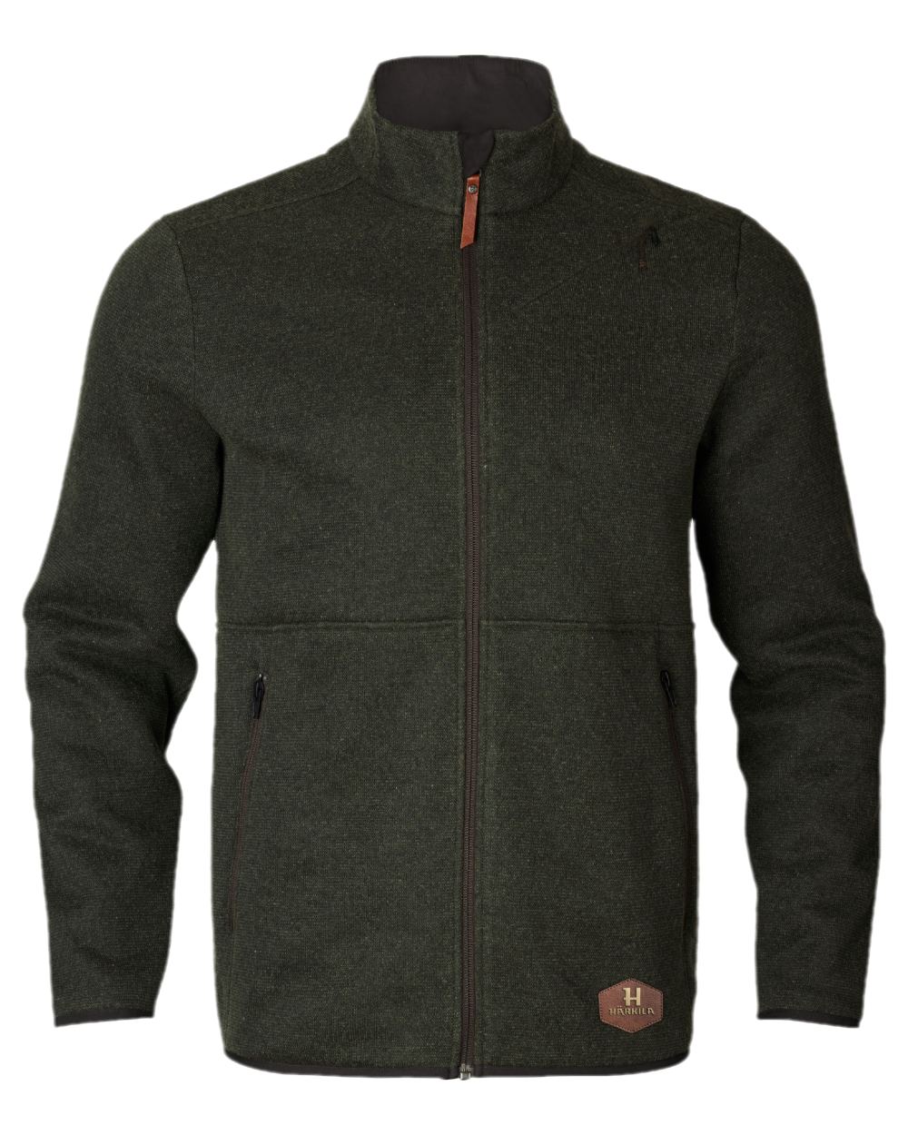 Willow Green Coloured Harkila Metso Full Zip Fleece Jacket on white background