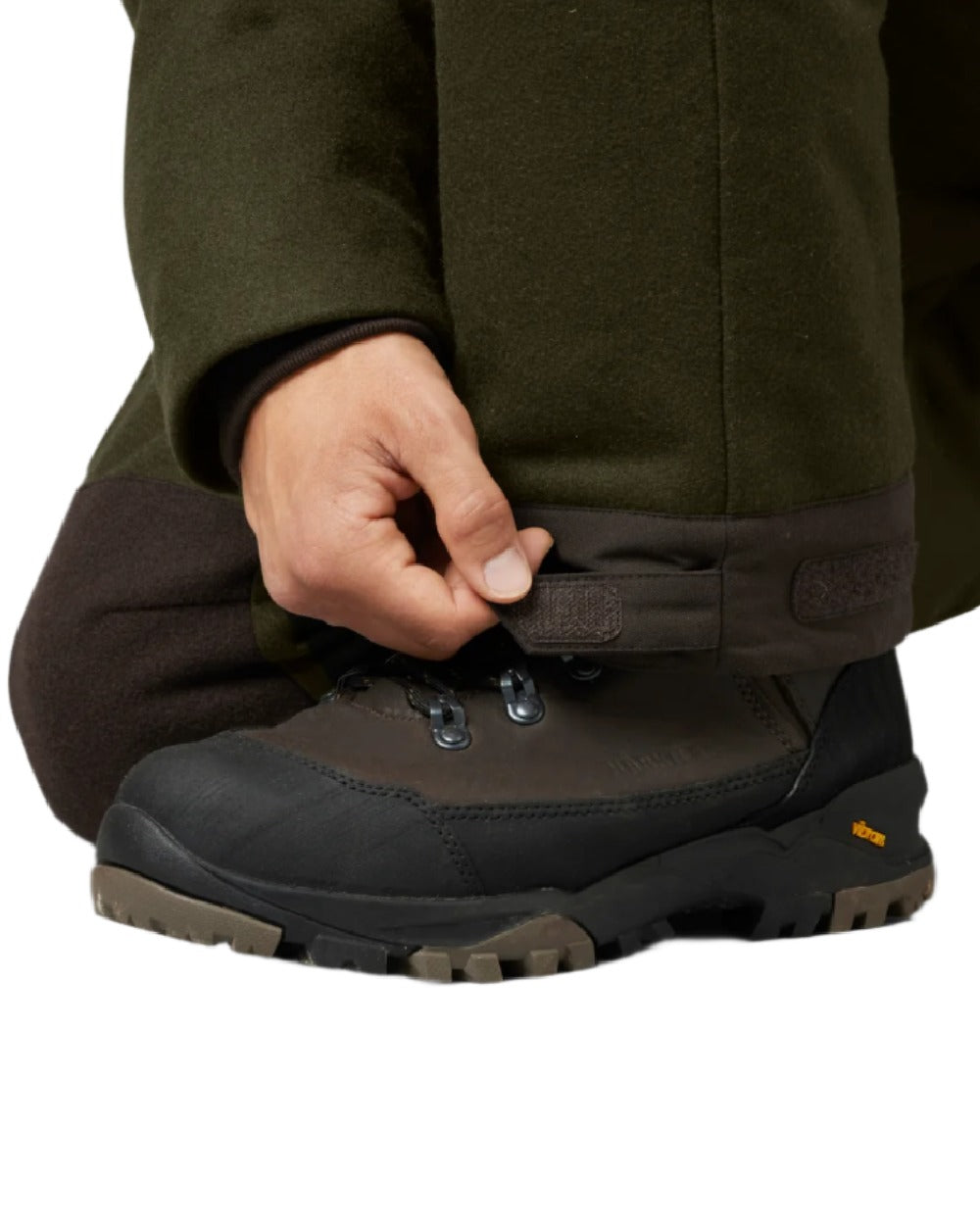 Willow Green Shadow Brown Coloured Harkila Metso Winter Trousers on white background