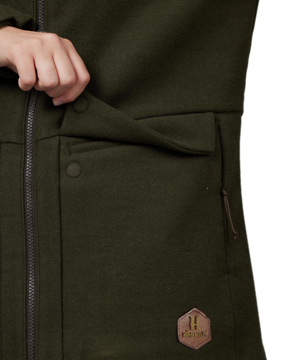 Willow Green Coloured Harkila Metso Womens Hybrid Jacket on white background