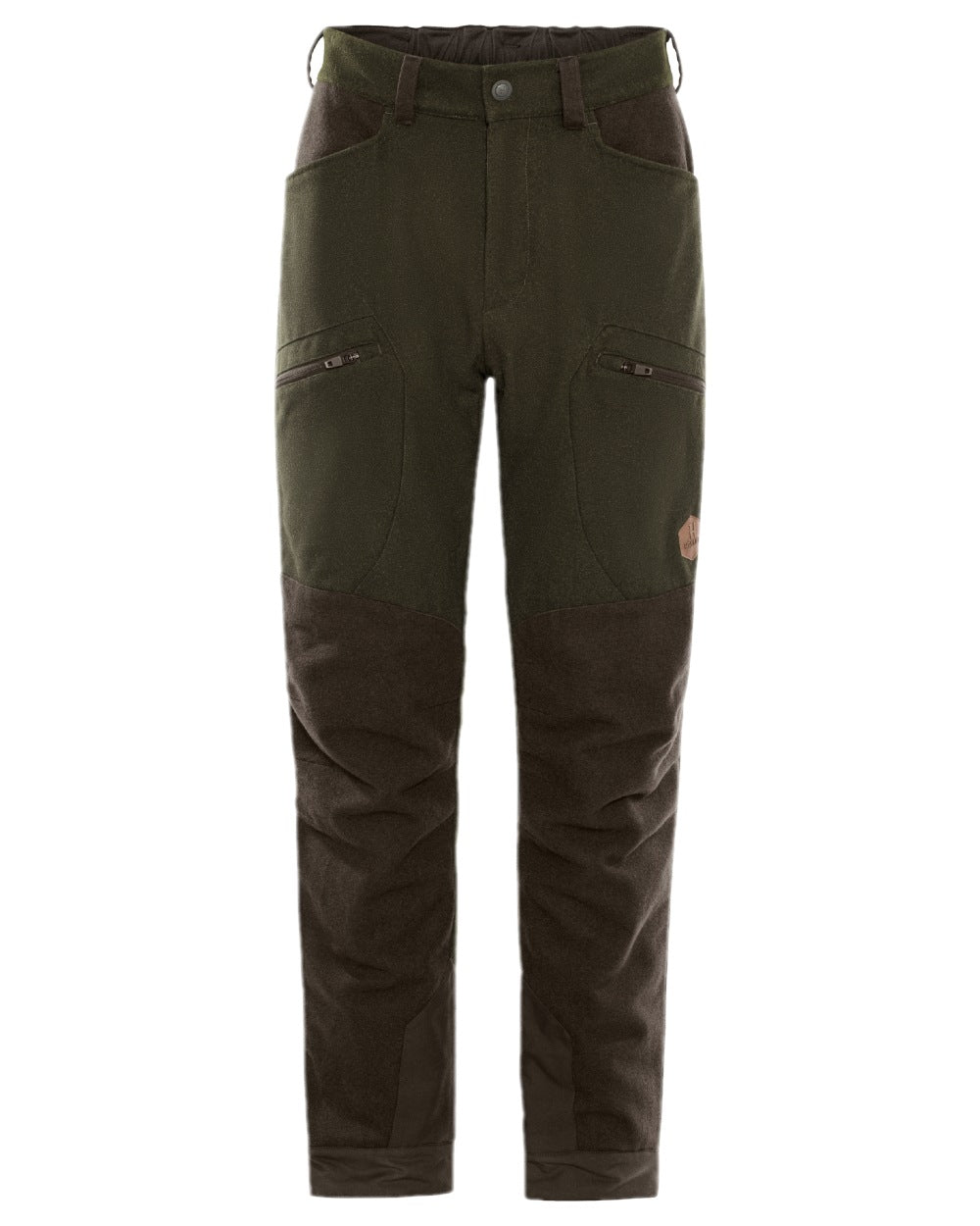 Willow Green Shadow Brown Coloured Harkila Metso Womens Winter Trousers on white background