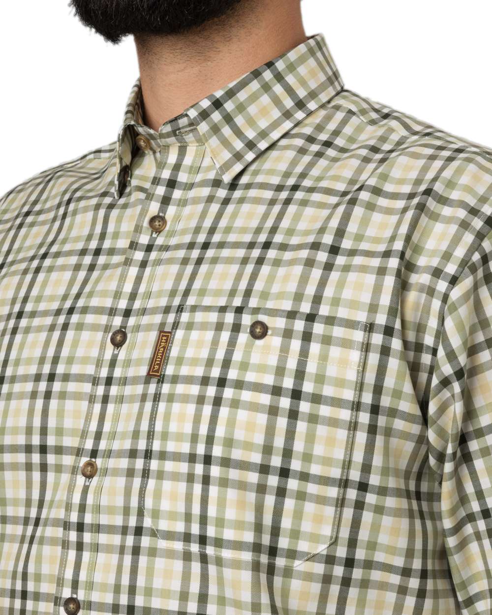 Beech Green Check Coloured Harkila Milford Shirt on white background