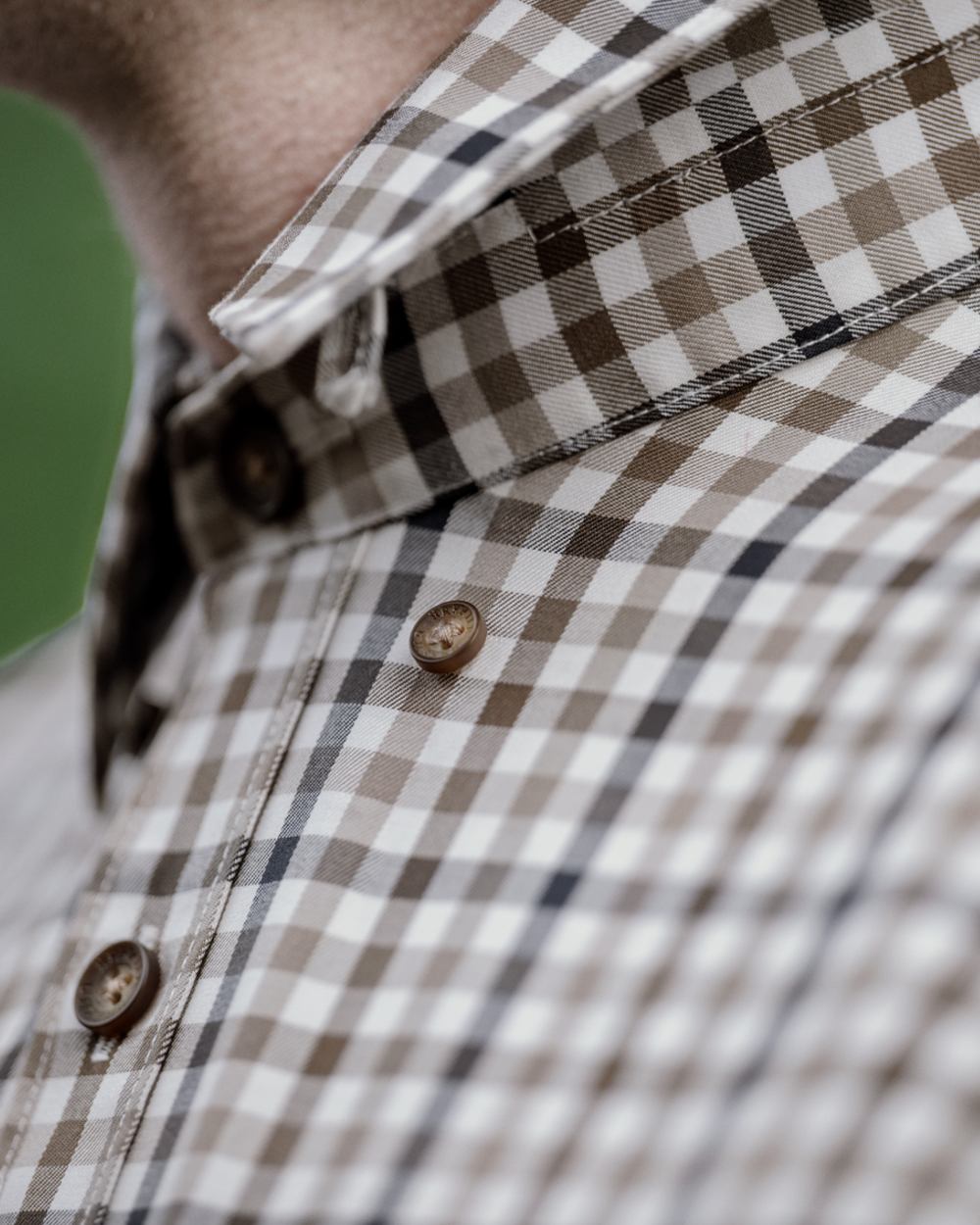 Blue Beige Check Coloured Harkila Milford Shirt on outdoor background