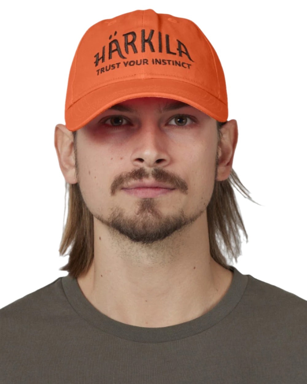 Hi-Vis Orange Coloured Harkila Modi Cap on white background