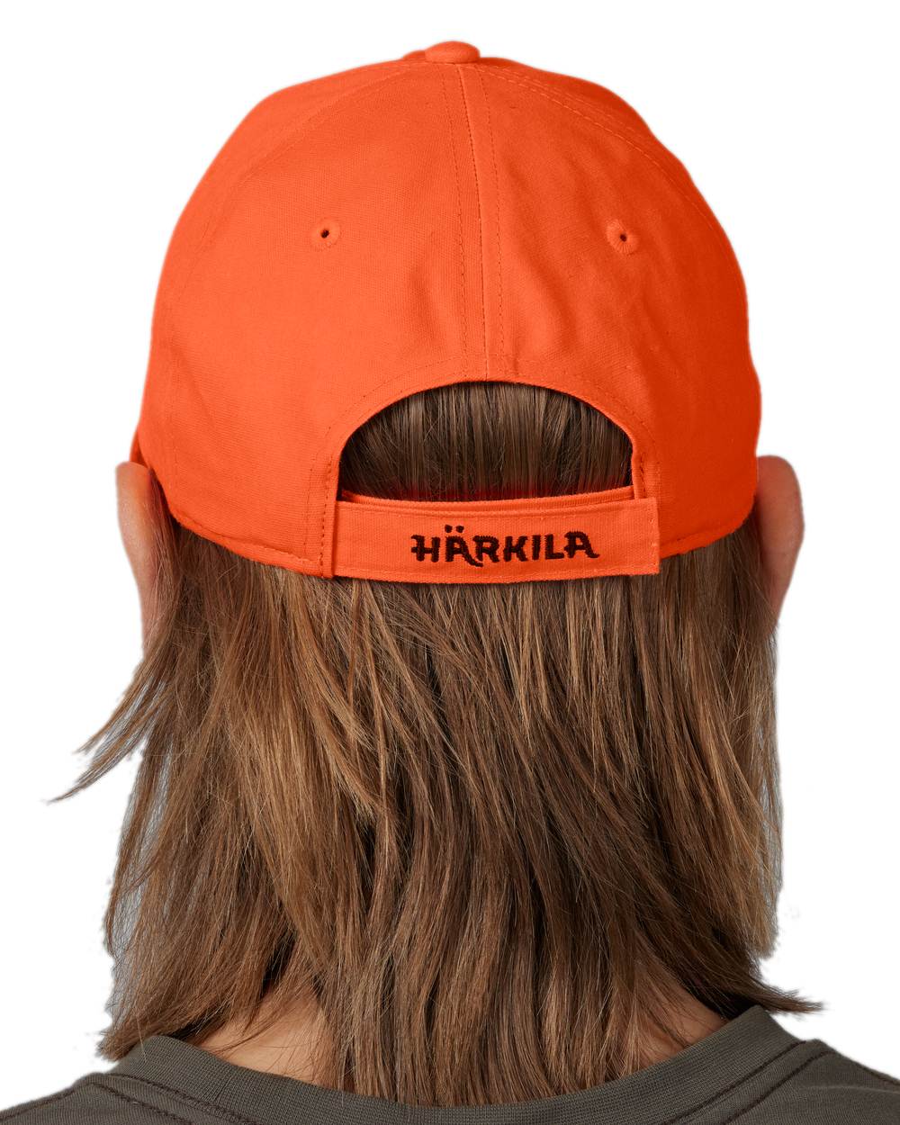 Hi-Vis Orange Coloured Harkila Modi Cap on white background