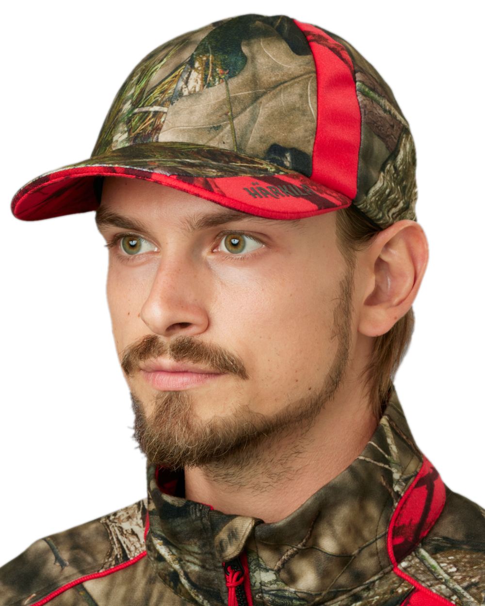 Mossy Oak Break-Up Country Mossy Oak Red Coloured Harkila Moose Hunter 2.0 GTX Cap on white background