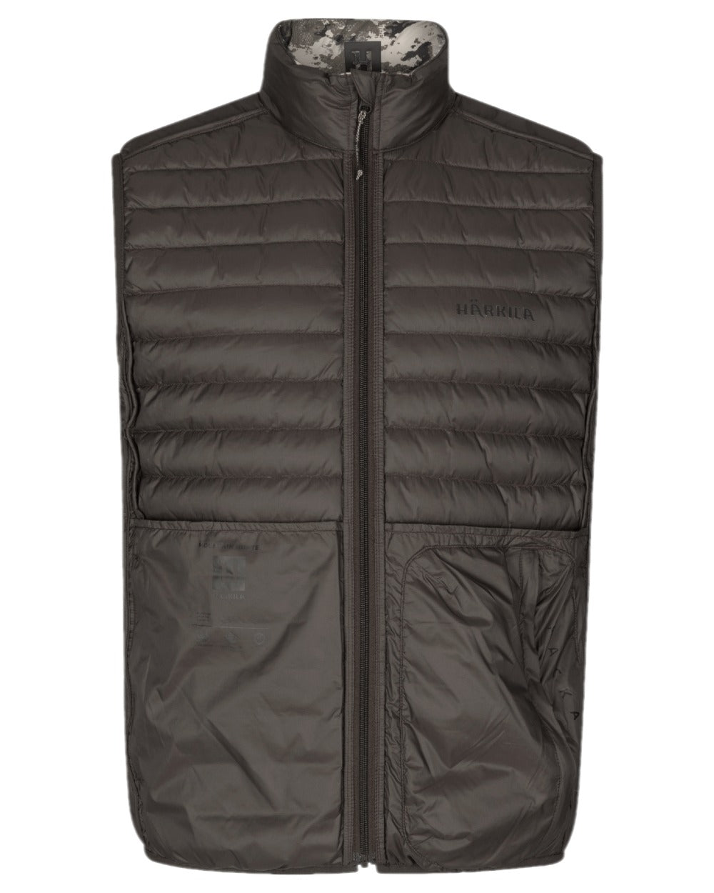AXIS Mountain Shadow Brown Coloured Harkila Mountain Hunter Expedition Reversible Down Waistcoat on white background