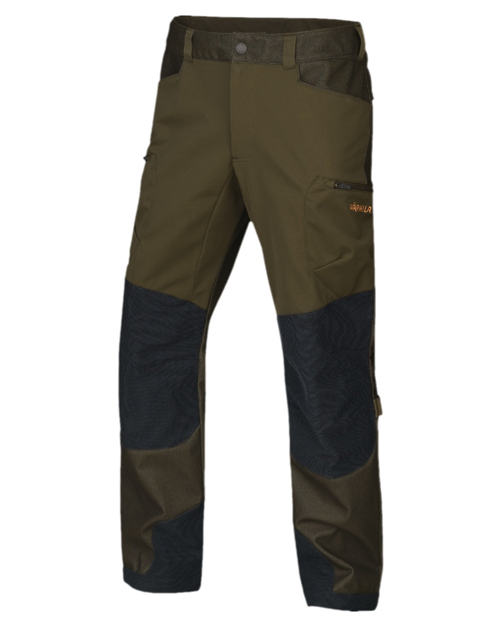 Willow Green Coloured Harkila Mountain Hunter Hybrid Trousers on white background