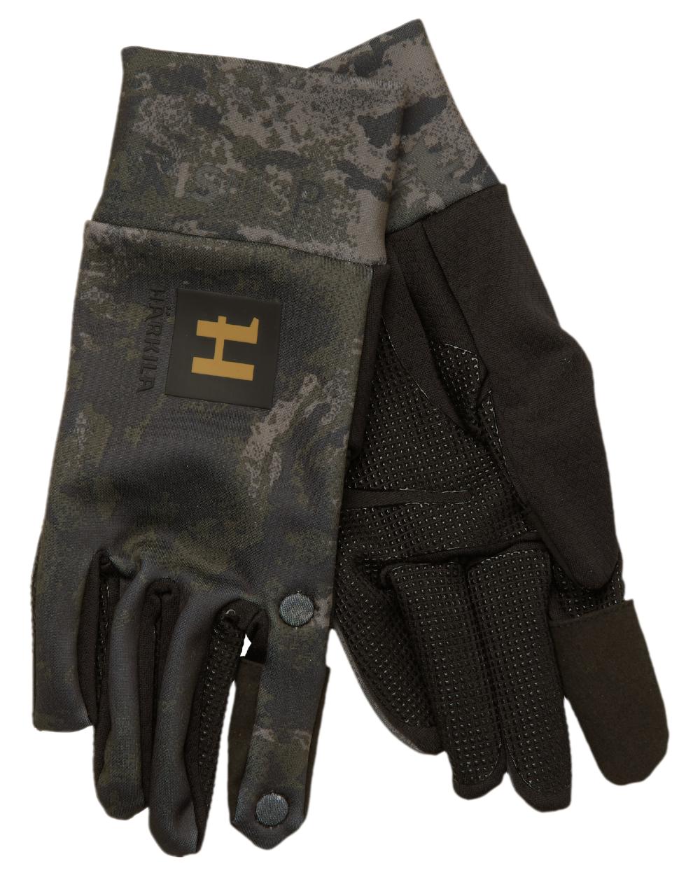 AXIS Black Coloured Harkila NOCTYX Camo Fleece Glove with Foldback Finger on white background