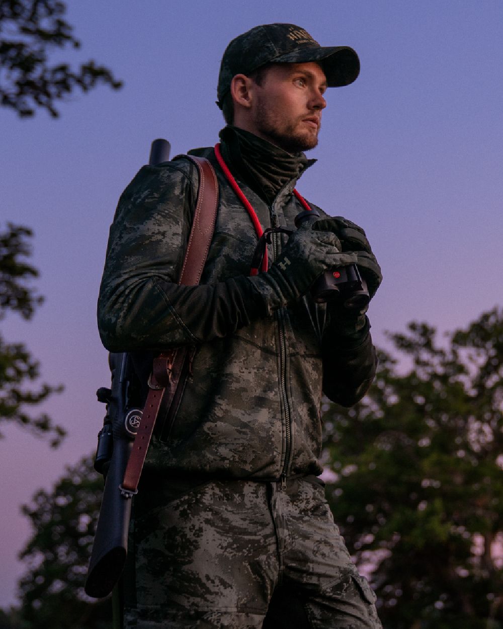 AXIS Black Black Coloured Harkila NOCTYX Camo Fleece Jacket on outdoor background