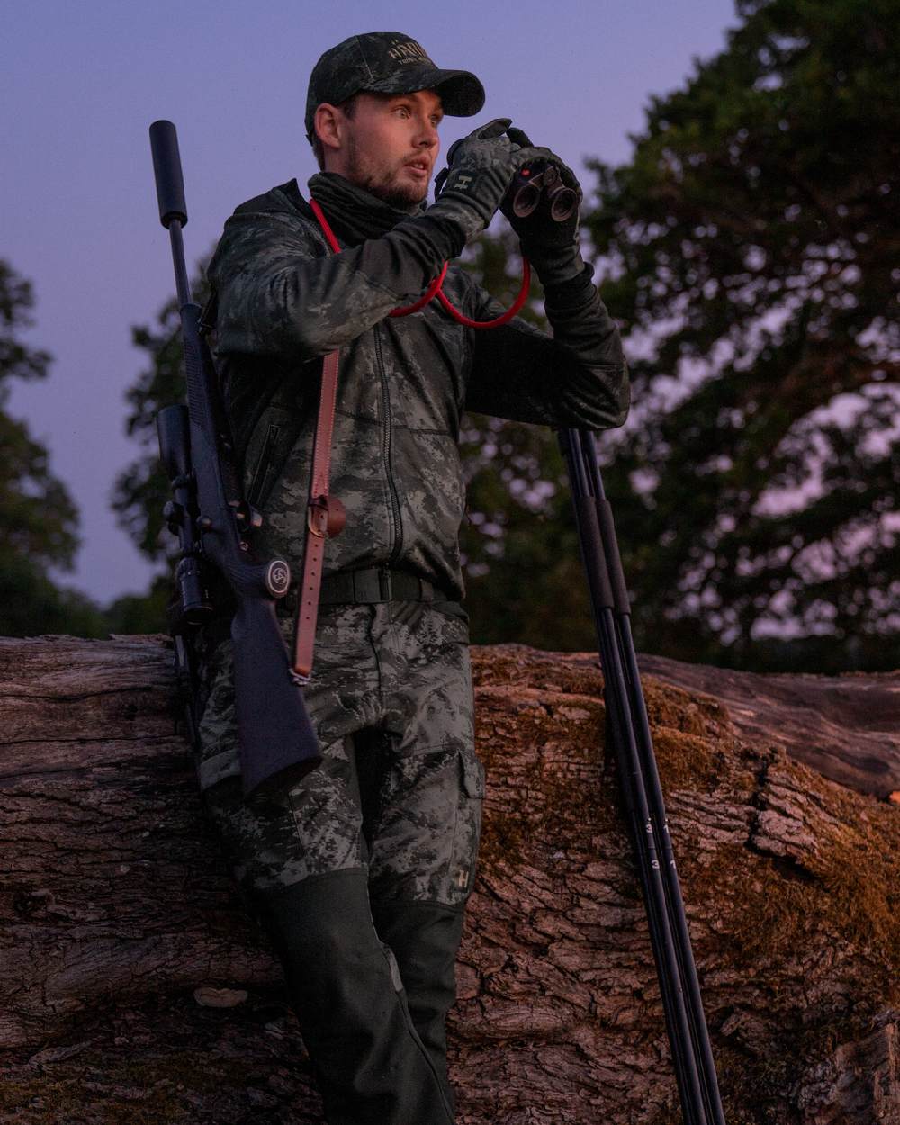 AXIS Black Black Coloured Harkila NOCTYX Camo Fleece Jacket on outdoor background