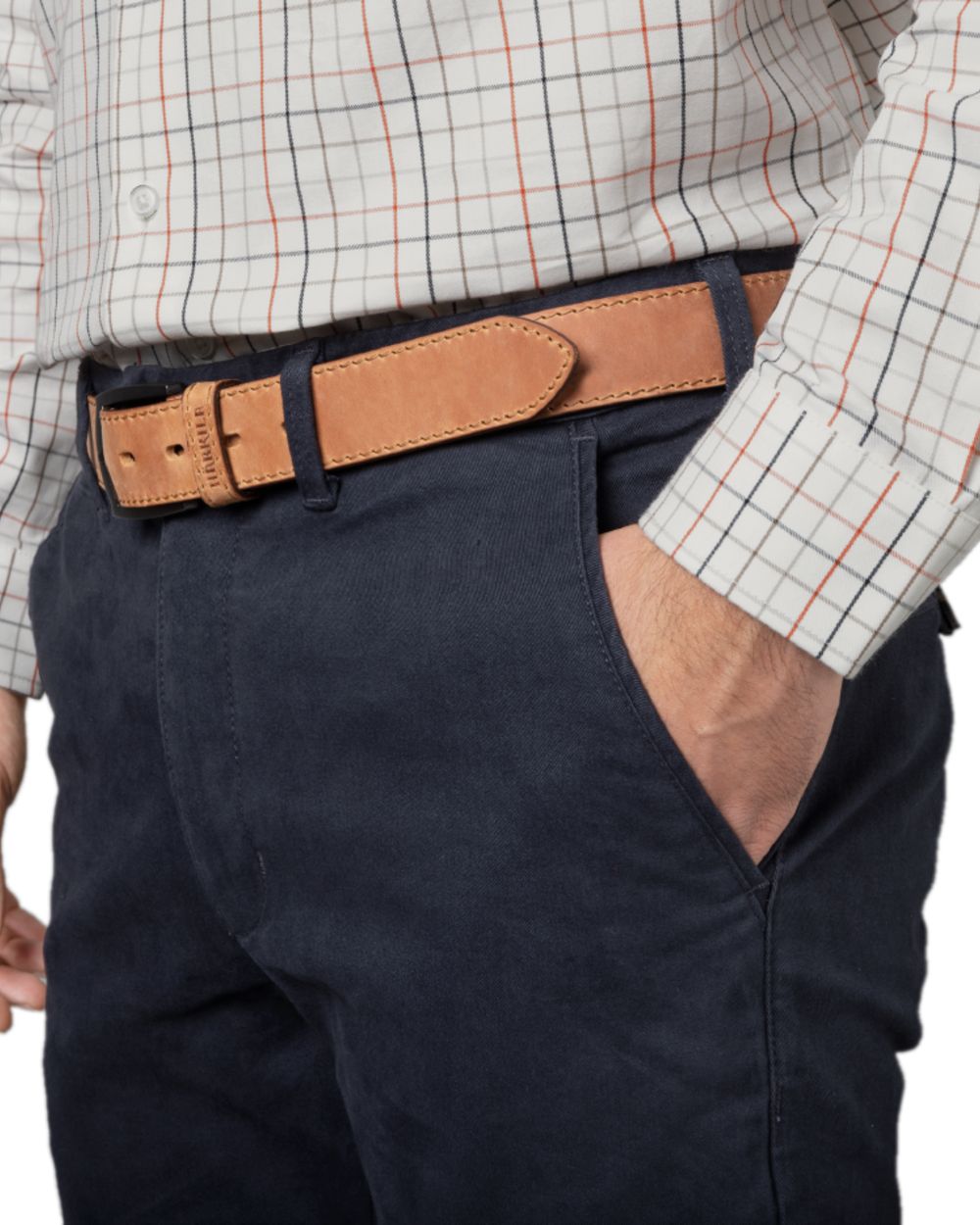 Dark Navy Coloured Harkila Norberg Chinos on white background