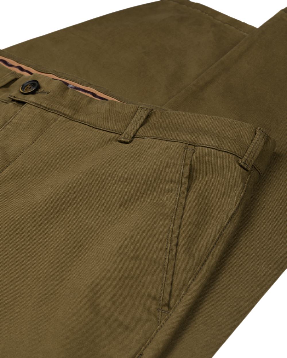 Olive Coloured Harkila Norberg Chinos on white background