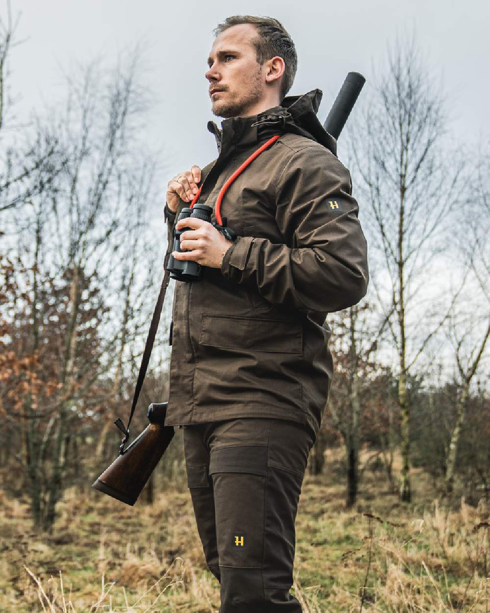 Willow Green Coloured Harkila Nordic Hunter HWS Jacket on outdoor background