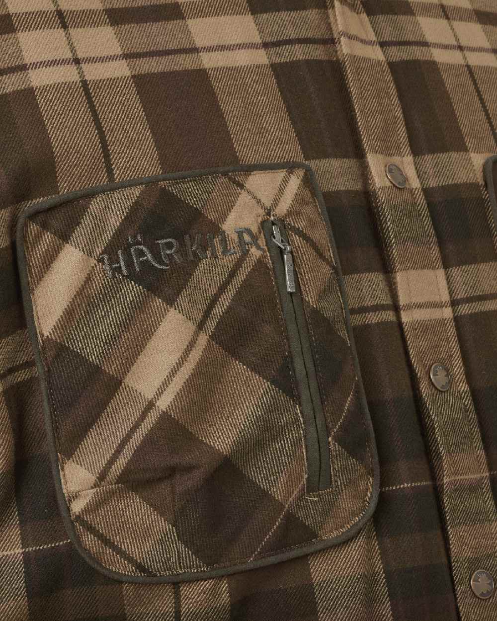 Beige Brown Coloured Harkila Pajala Check Shirt on white background