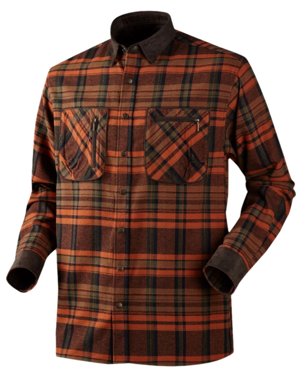 Burnt Orange Coloured Harkila Pajala Check Shirt on white background