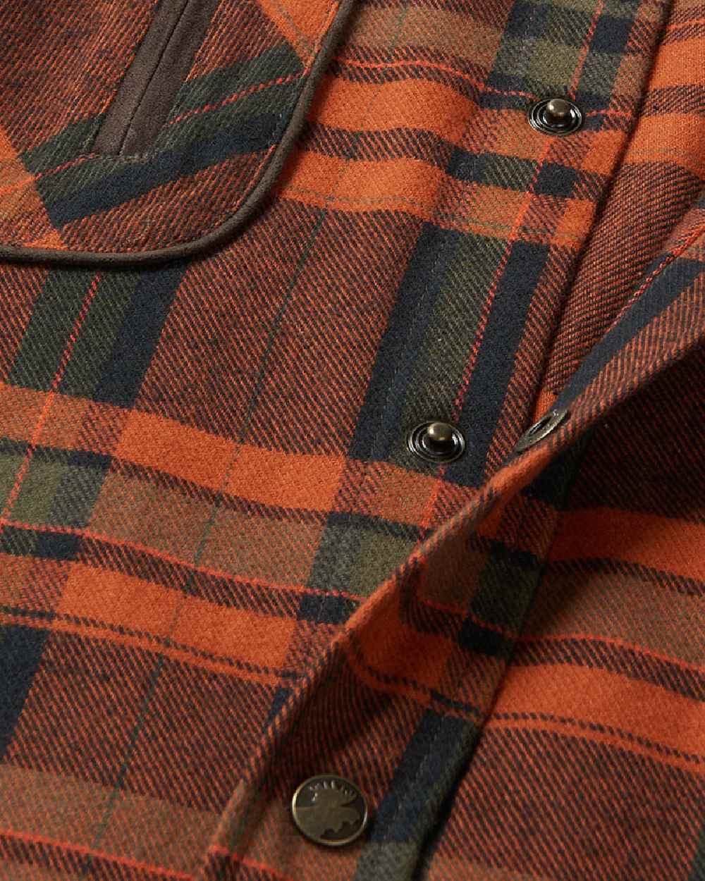 Burnt Orange Coloured Harkila Pajala Check Shirt on white background