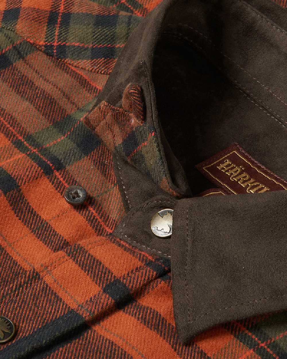 Burnt Orange Coloured Harkila Pajala Check Shirt on white background