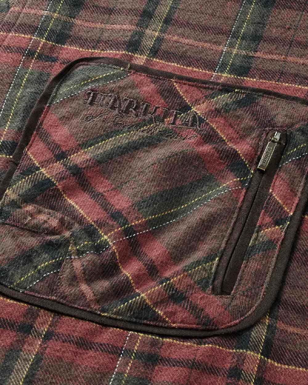 Red Check Coloured Harkila Pajala Check Shirt on white background