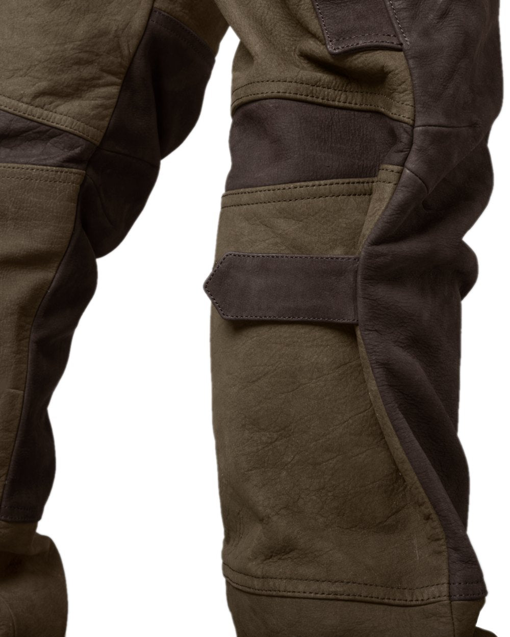 Willow Green Coloured Harkila Pro Hunter Leather Trousers on white background