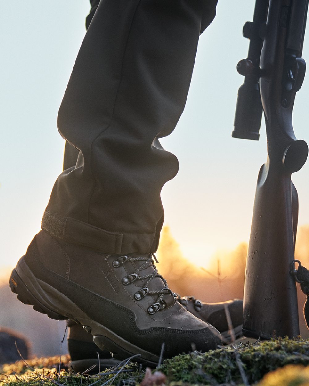 Chocolate Brown Coloured Harkila Pro Hunter Ledge 2.0 GTX Boots on outdoor background