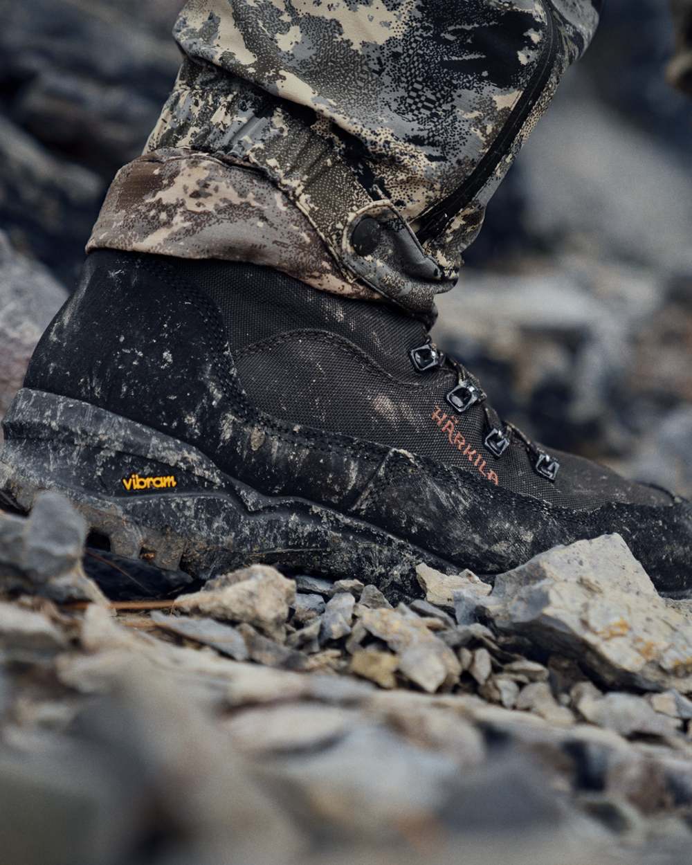 Shadow Brown Coloured Harkila Pro Hunter Light Mid GTX Boots on outdoor background