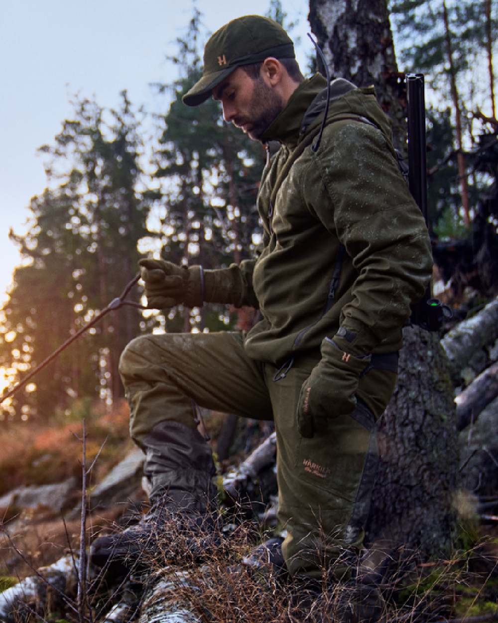 Willow Green Coloured Harkila Pro Hunter Move 2.0 GTX Jacket on outdoor background