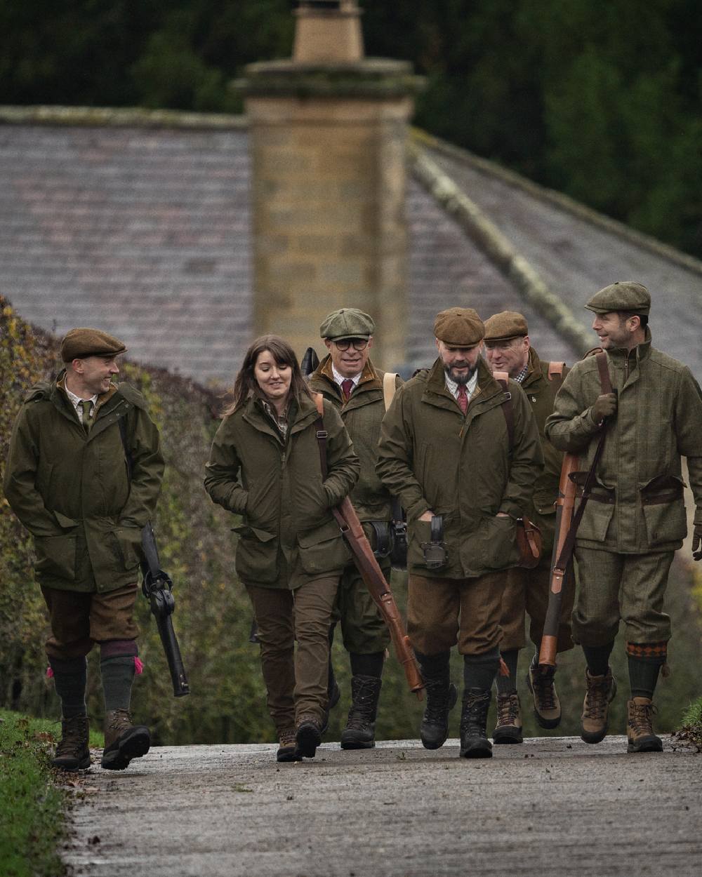 Willow Green Coloured Harkila Pro Hunter Shooting GTX Jacket on outdoor background
