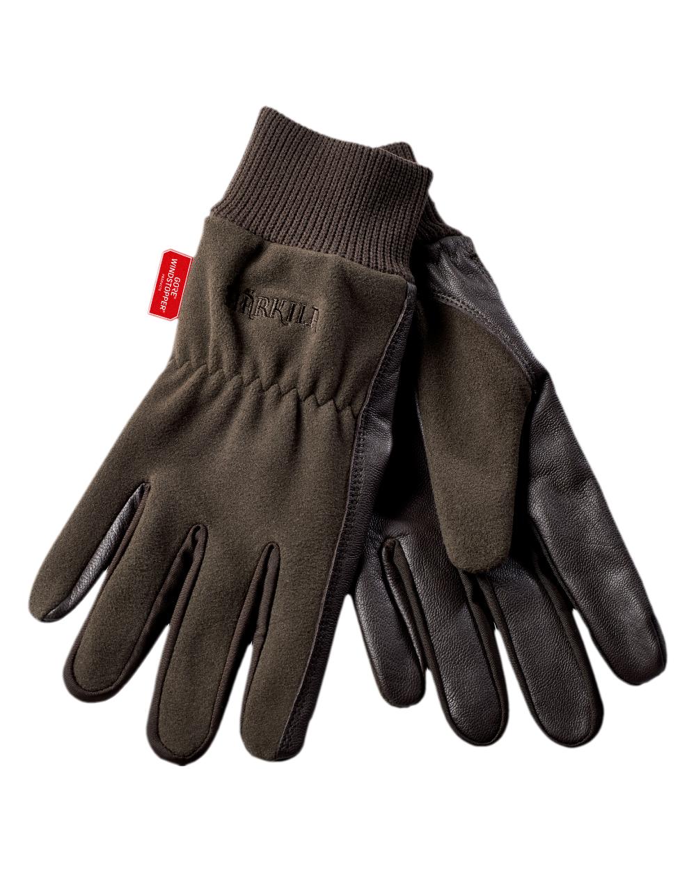 Shadow Brown Coloured Harkila Pro Shooter Gloves on white background