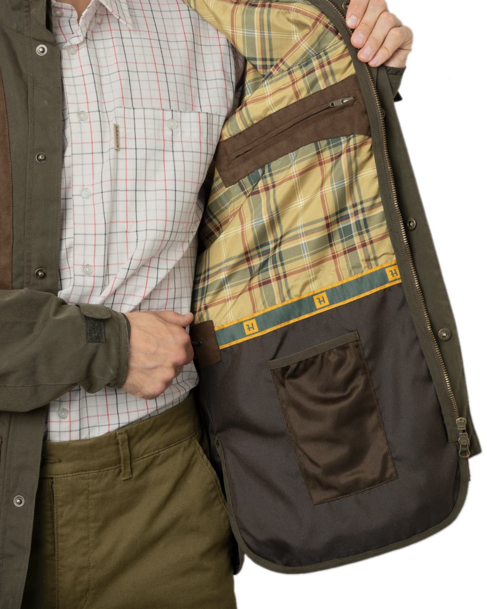 Willow Green Coloured Harkila Rannoch HWS Shooting Jacket on white background