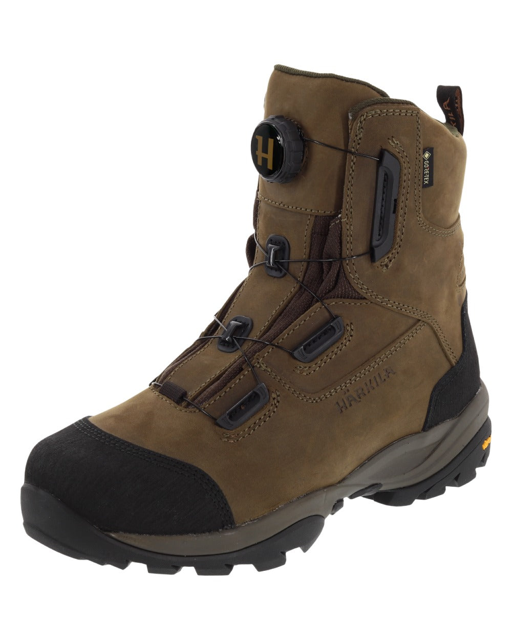 Willow Green Coloured Harkila Reidmar Mid 2.0 GTX Leather Boots on white background