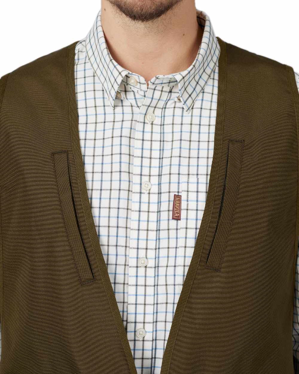 Warm Olive Coloured Harkila Retrieve Dummy Waistcoat on white background