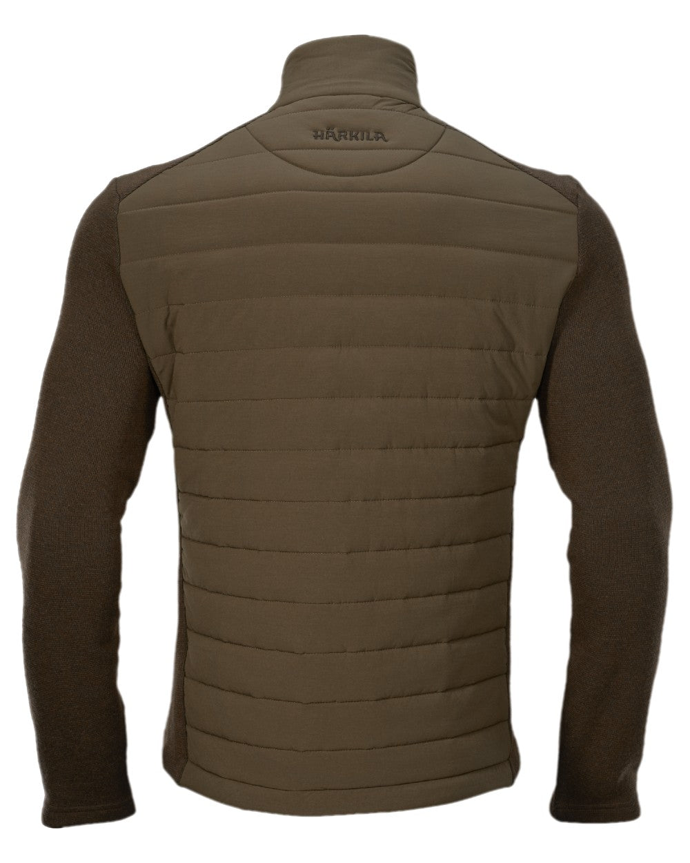 Dark Warm Olive Coloured Harkila Retrieve Insulated Cardigan on white background