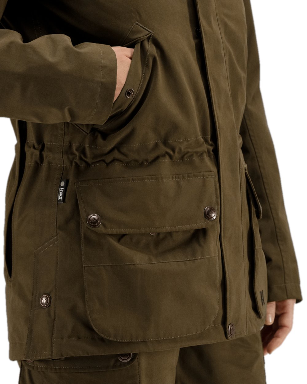 Warm Olive Coloured Harkila Retrieve Lady Jacket on white background