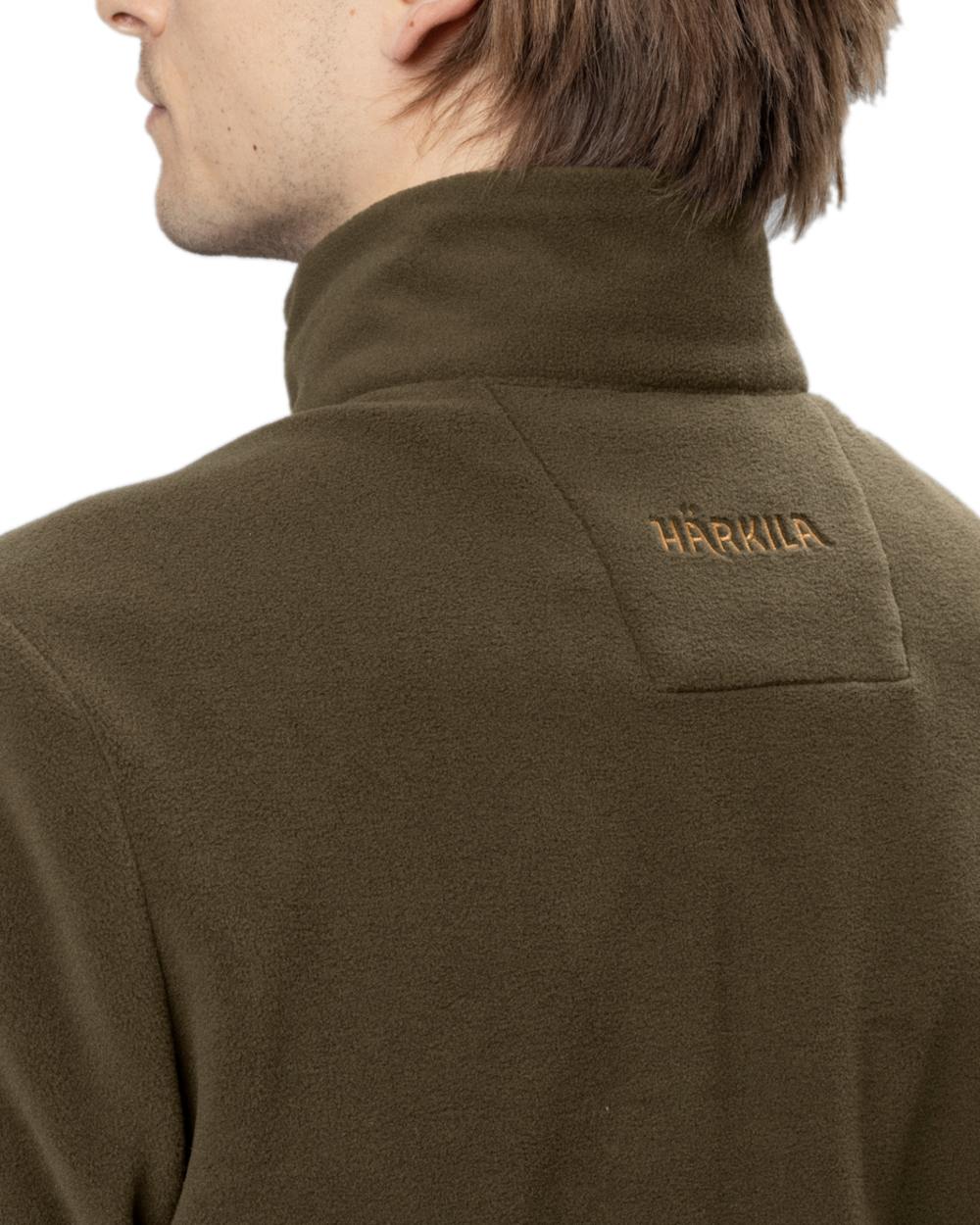 Willow Green Coloured Harkila Sandhem 200 Fleece Pullover on white background