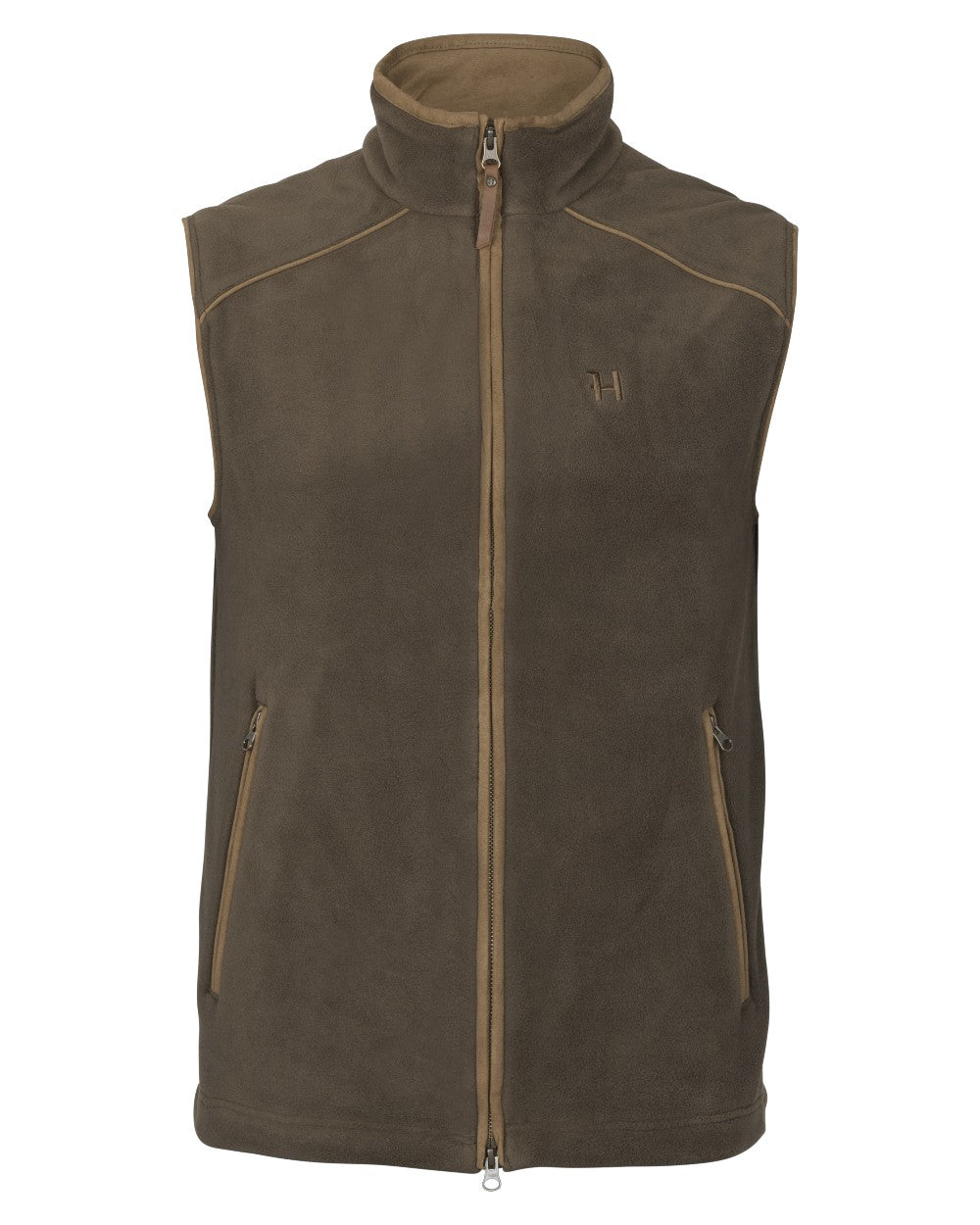 Demitasse Brown Coloured Harkila Sandhem 200 Fleece Waistcoat on white background