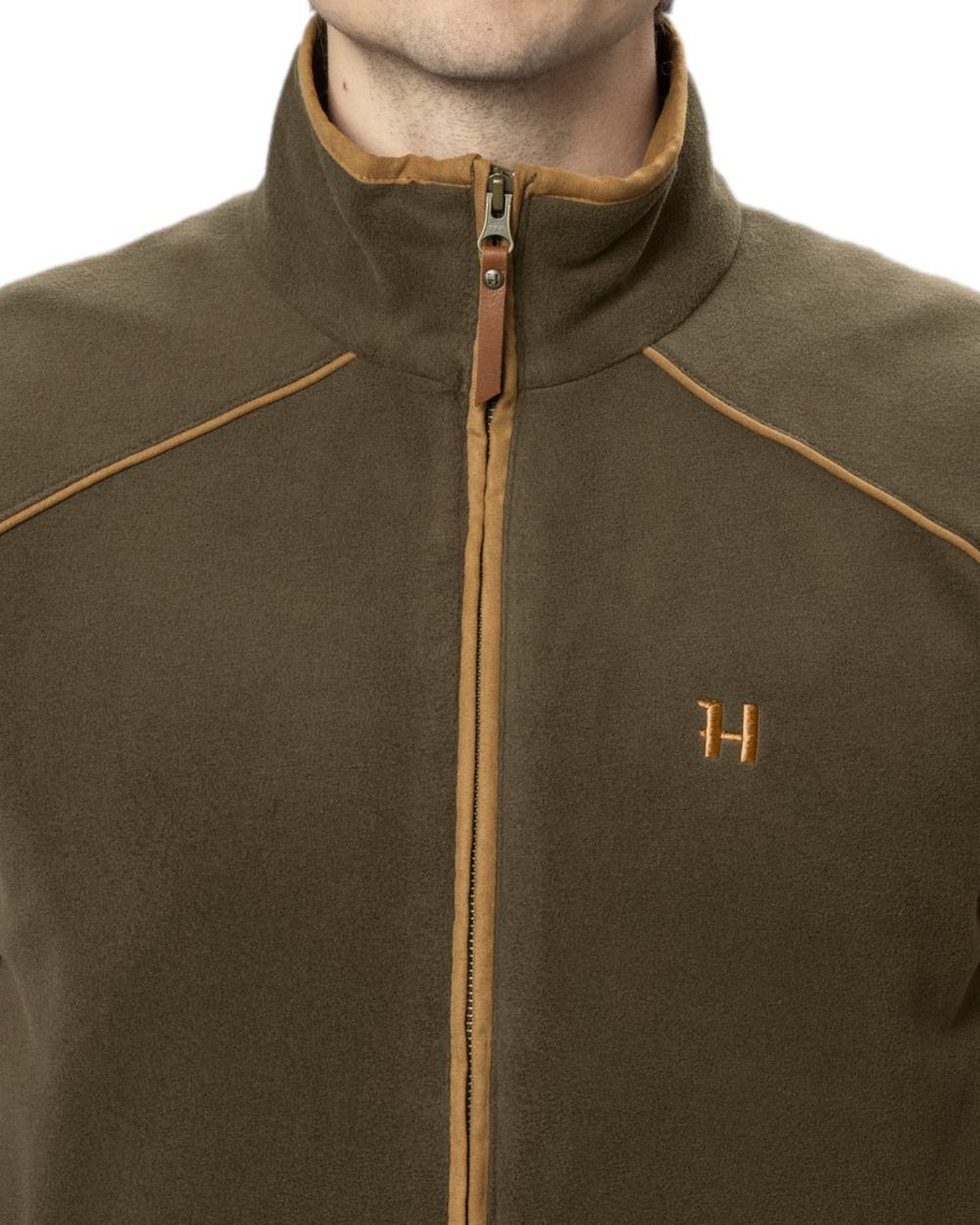 Willow Green Coloured Harkila Sandhem 200 Fleece Waistcoat on white background