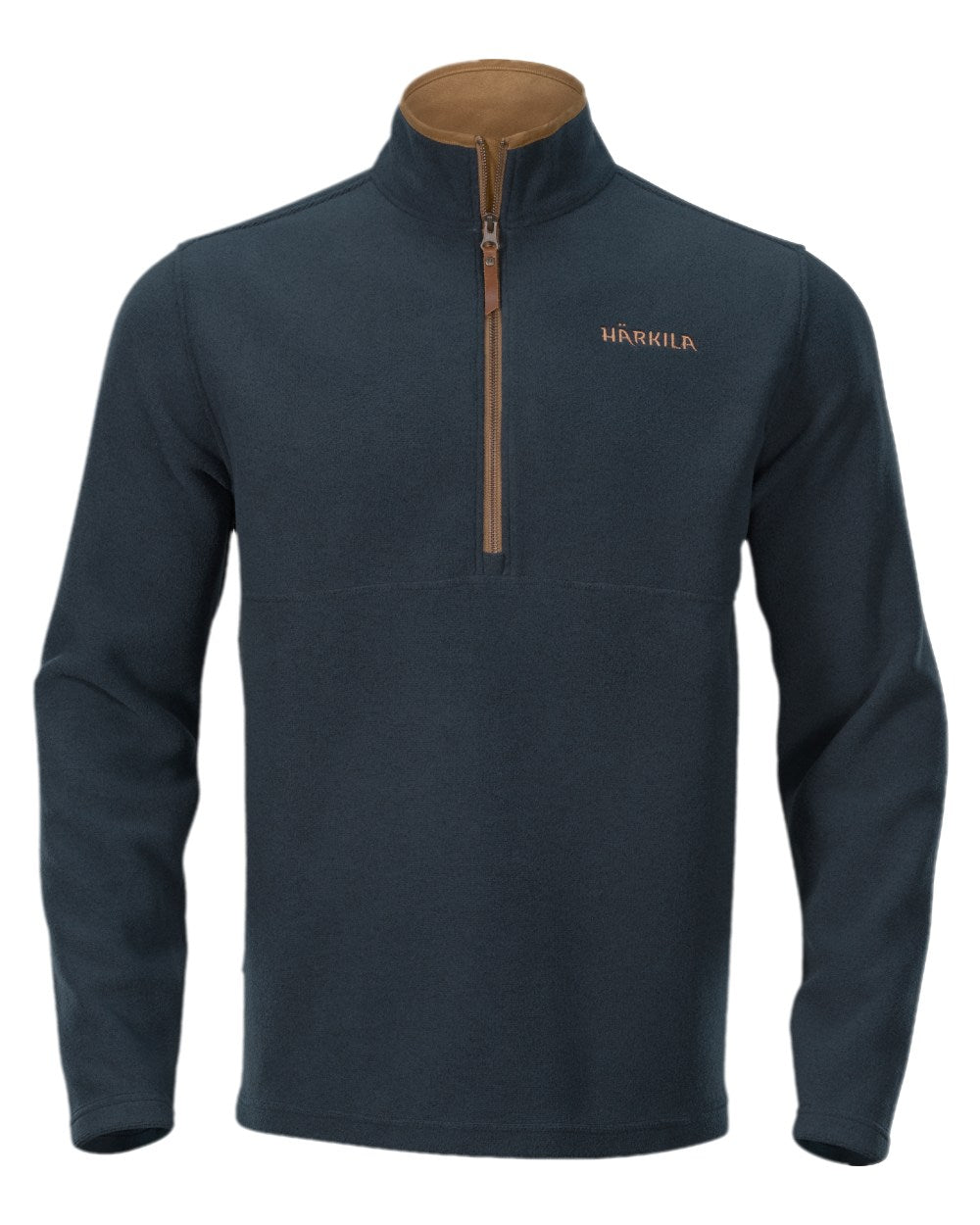 Dark Navy Melange Coloured Harkila Sandhem Fleece Pullover on white background