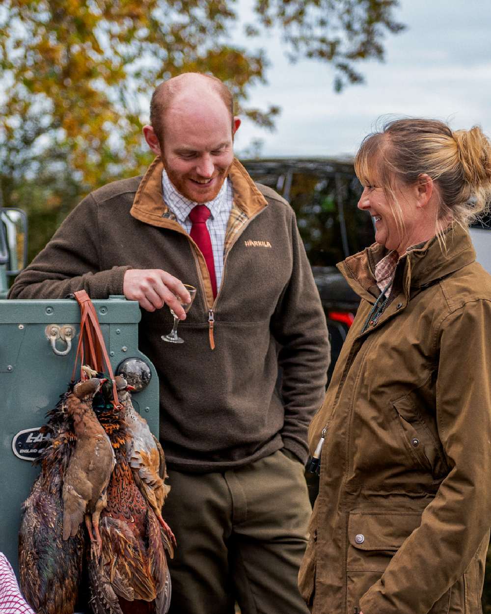 Willow Green Melange Coloured Harkila Sandhem Fleece Pullover on outdoor background