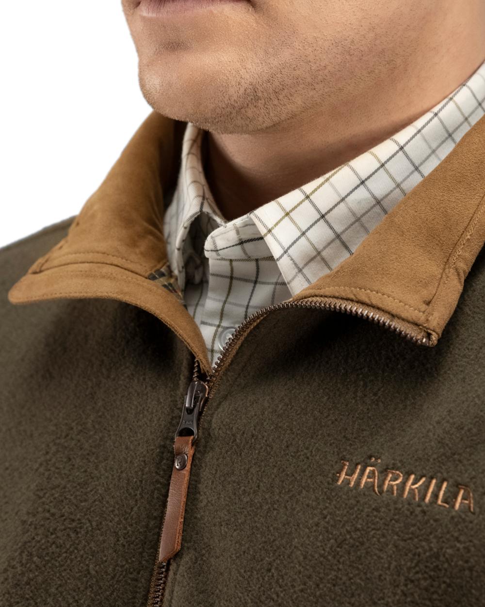 Willow Green Melange Coloured Harkila Sandhem Fleece Pullover on white background