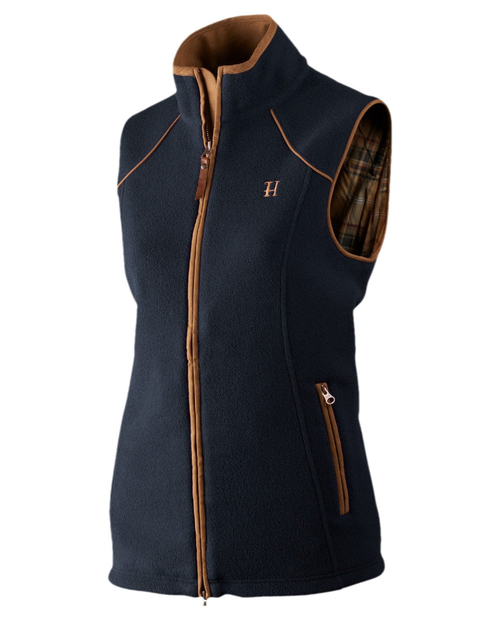 Dark Navy Melange Coloured Harkila Sandhem Lady Fleece Waistcoat on white background