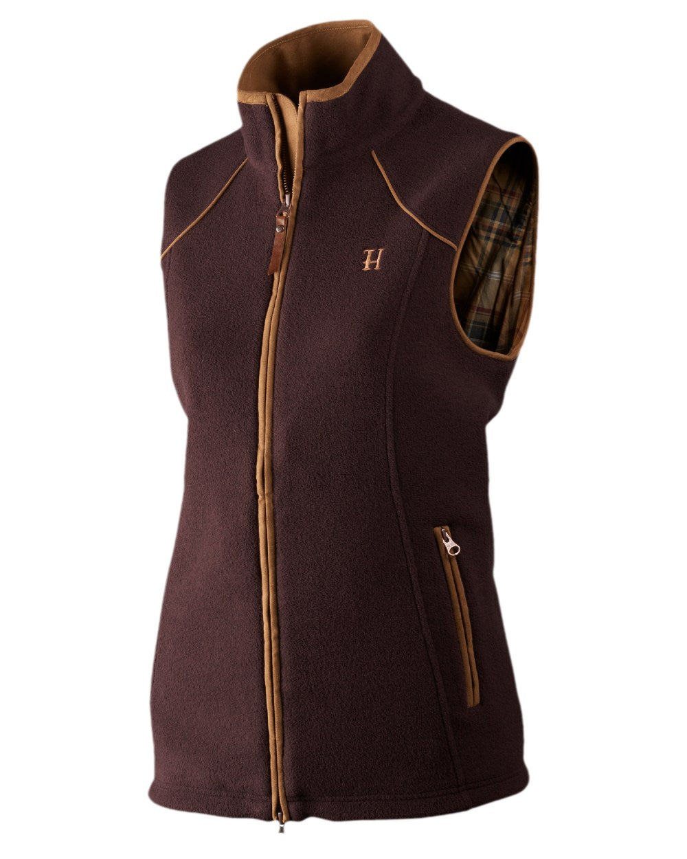 Dark Port Melange Coloured Harkila Sandhem Lady Fleece Waistcoat on white background