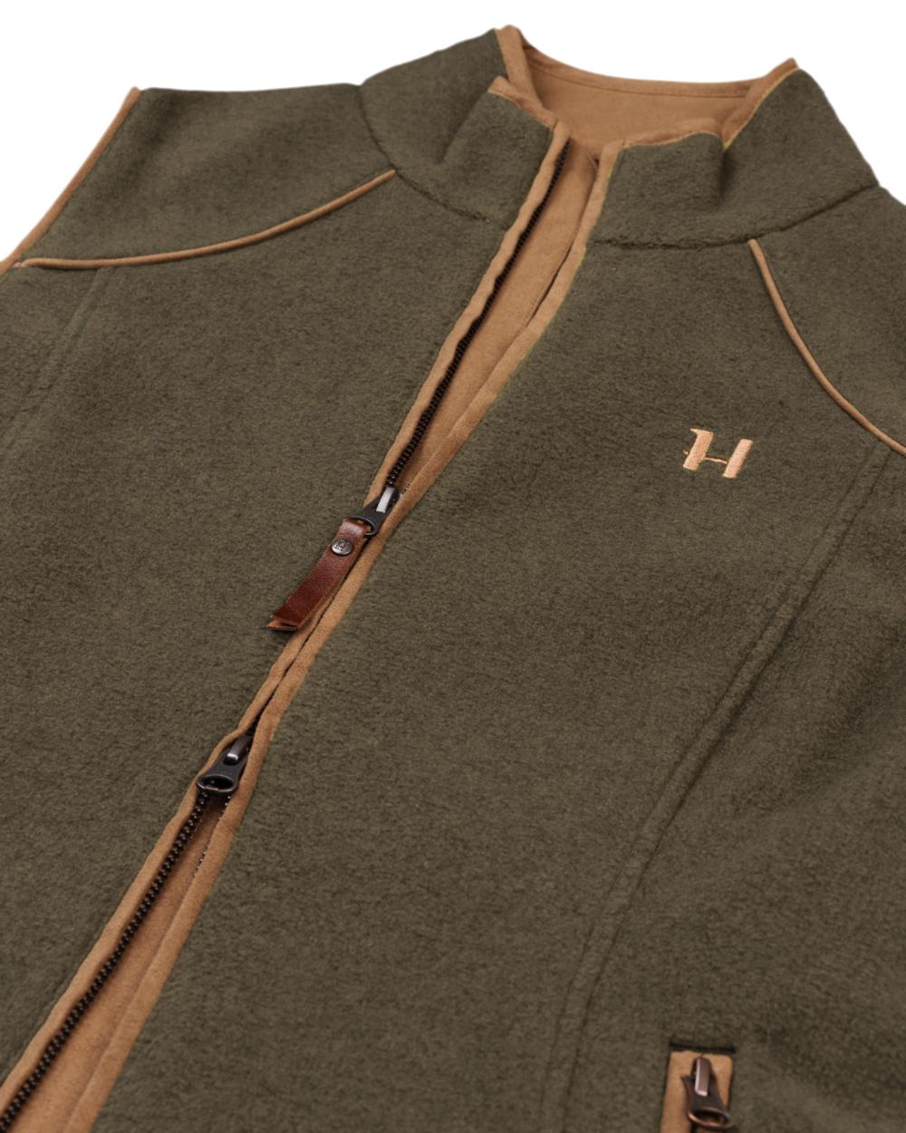 Willow Green Melange Coloured Harkila Sandhem Lady Fleece Waistcoat on white background