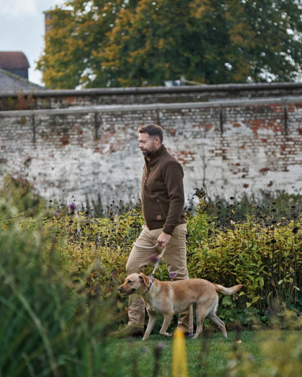 Demitasse Brown Coloured Harkila Sandhem Sherpa Fleece Jacket on outdoor background