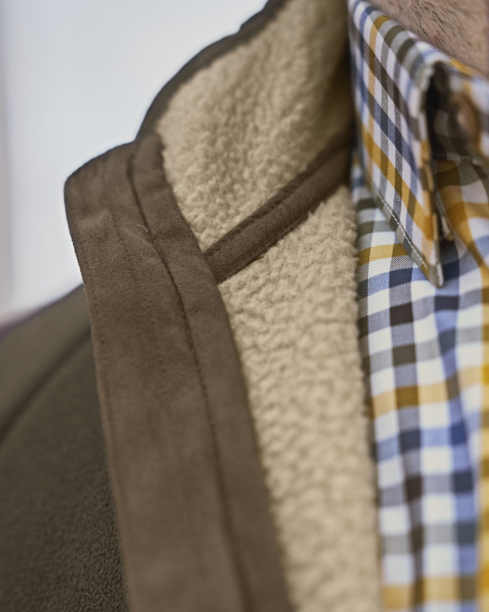 Willow Green Coloured Harkila Sandhem Sherpa Fleece Jacket on outdoor background